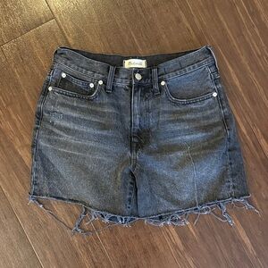 Madewell relaxed mid-length denim shorts in charcoal black